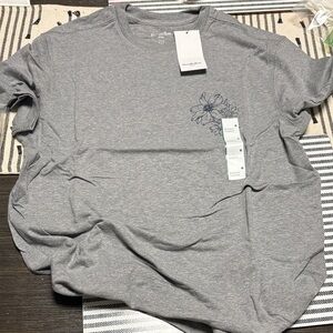 Goodfellow & Co Heather Gray Short Sleeve Tee with Floral Chest Print NWT